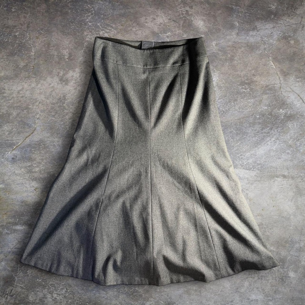 Talbots Petites Gray Wool Blend Maxi Skirt Womens 6P Flared Long Dark Academia